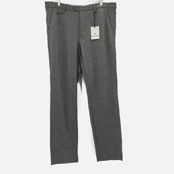 Soft Cloth Jersey Knit Flat Front Trousers in Gray - NWT - Size 38